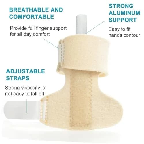 Sumifun Finger Brace, Mallet Finger Splint for Index Middle Ring Pinky Finger Arthritis Pain, Tendon Injury, Broken Mallet Finger Stabilizer Wrap, Khaki (1 Count) thumbnail 2