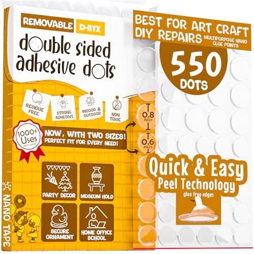 D-NYX Double Sided Tape Sticky Dots 280 Pack | Clear, Removable, Waterproof Adhesive for Crafts and Decor thumbnail 1
