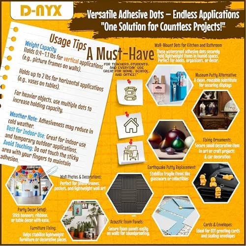 D-NYX Clear Double Sided Adhesive Dots (700 Pack) | Removable Sticky Tack for Crafts & Decor thumbnail 4