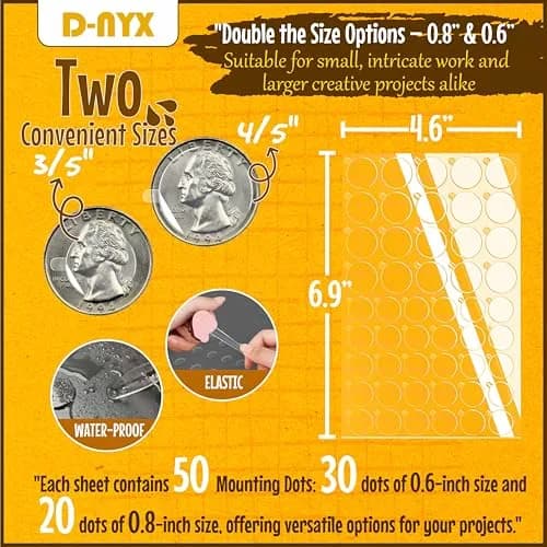 D-NYX Clear Double Sided Adhesive Dots (700 Pack) | Removable Sticky Tack for Crafts & Decor thumbnail 2