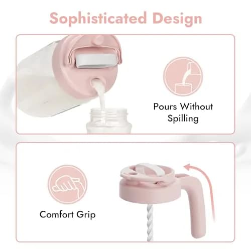 Papablic Pink Formula Mixer Lid for 32oz Wide Mouth Mason Jars | BPA-Free & Leak-Proof Design thumbnail 6