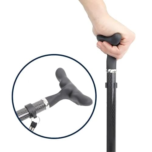 KMINA Folding Cane with Ergonomic Grip, Carbon Fiber, Adjustable, Black | Lightweight & Supportive for Daily Use thumbnail 4