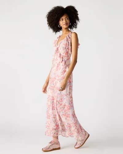 Steve Madden Adalina Dress Dusty Lavender | V-Neck Maxi with Ruffle Detail (53.5 inches) thumbnail 2