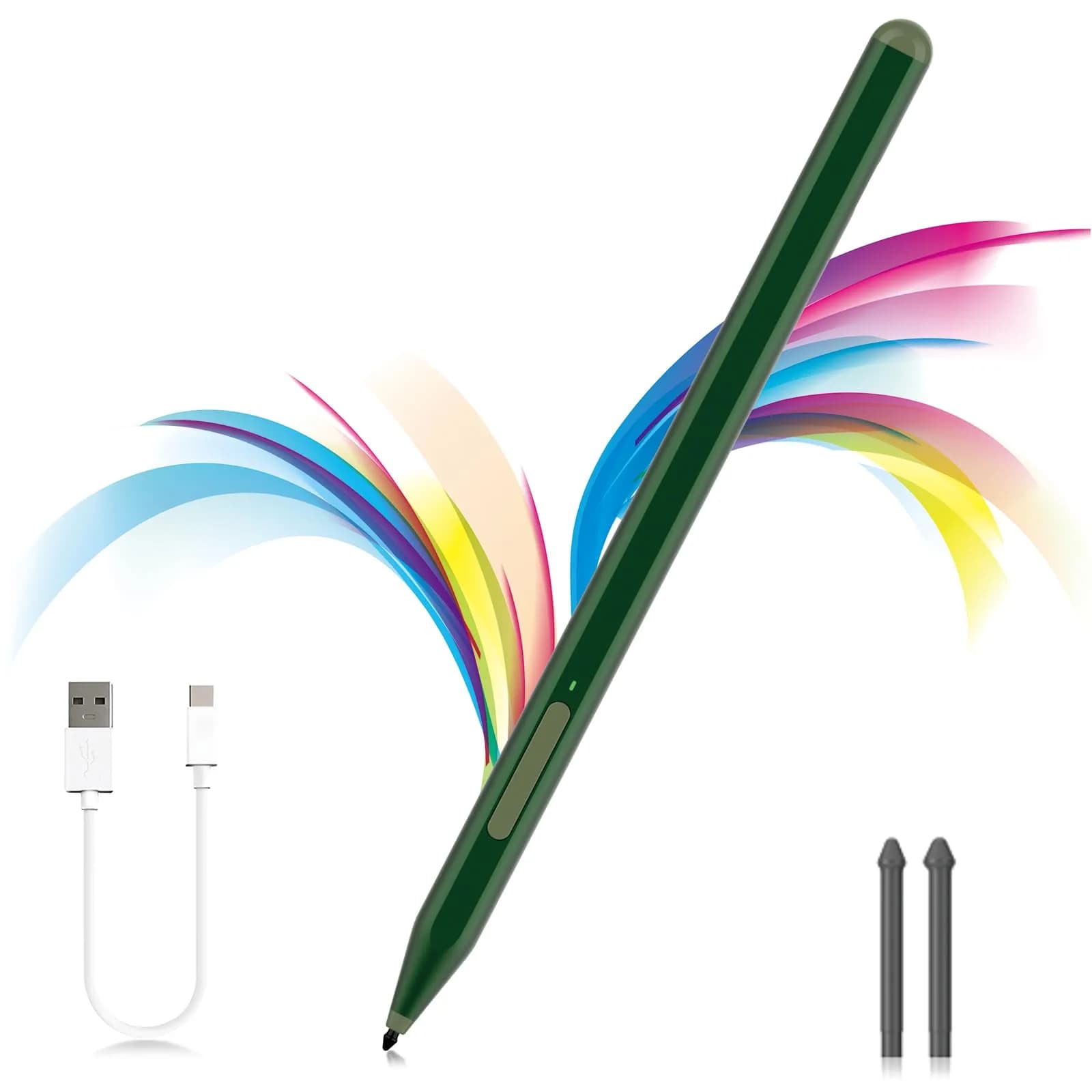 Milikilo Stylus Pen for Microsoft Surface Pro/Go/Laptop/Studio/Book with Eraser, Palm Rejection, Tilt, 1024 Pressure, Blue — Green