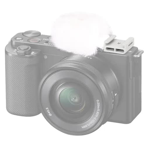 Neewer White Cold Shoe Wind Muff for Sony ZV Cameras | Microphone Furry Windscreen with Cold Shoe Mount Adapter Accessory (CA133) thumbnail 1