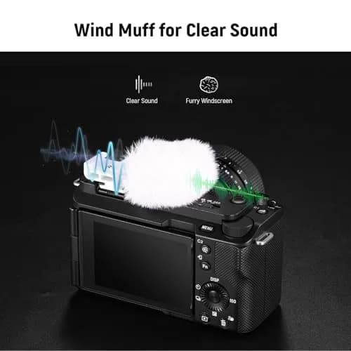 Neewer White Cold Shoe Wind Muff for Sony ZV Cameras | Microphone Furry Windscreen with Cold Shoe Mount Adapter Accessory (CA133) thumbnail 4