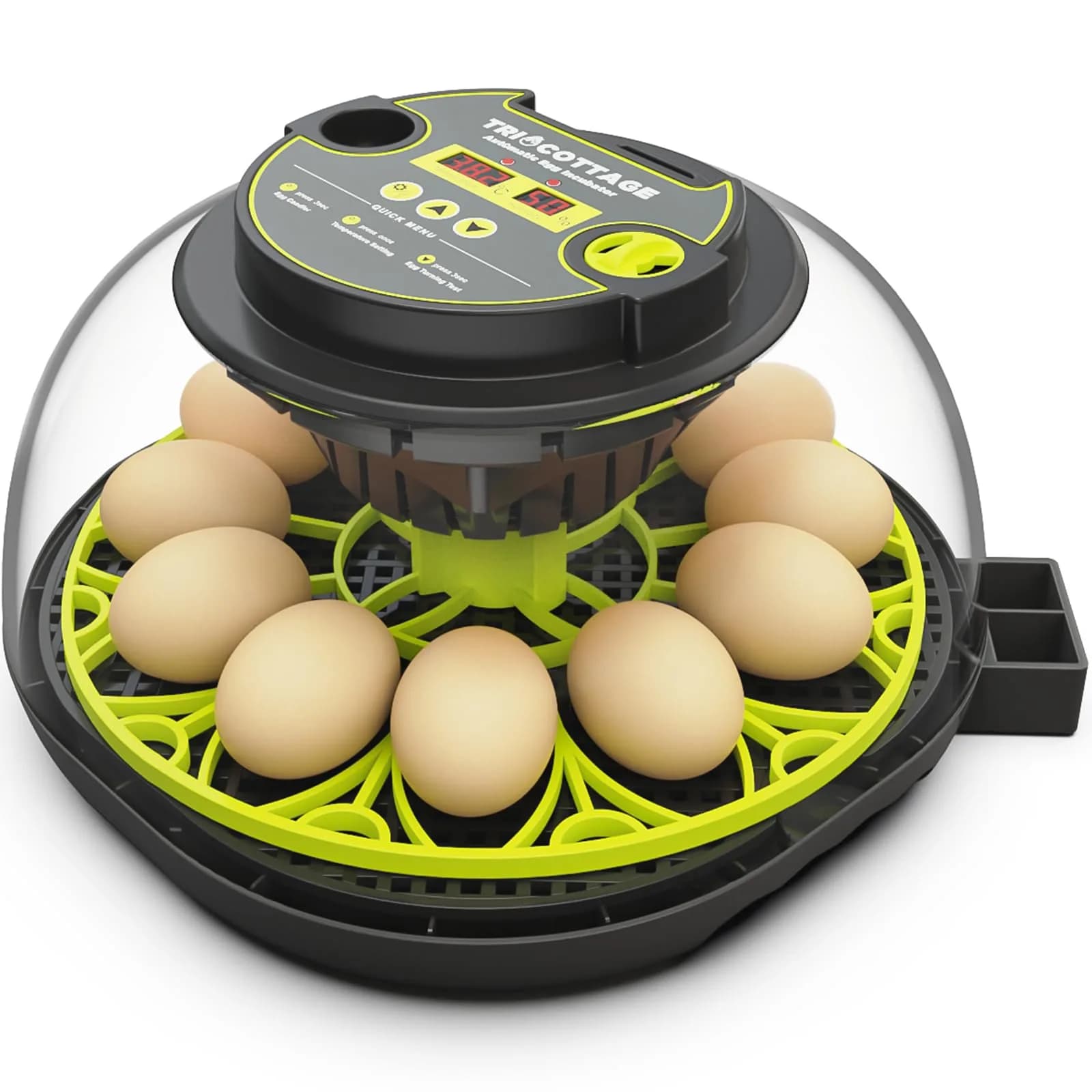TRIOCOTTAGE 12 Egg Incubator with Automatic Turning & Humidity Control, 7.5"x7.5"x6.6" | Lab Supply for Hatching - main product image