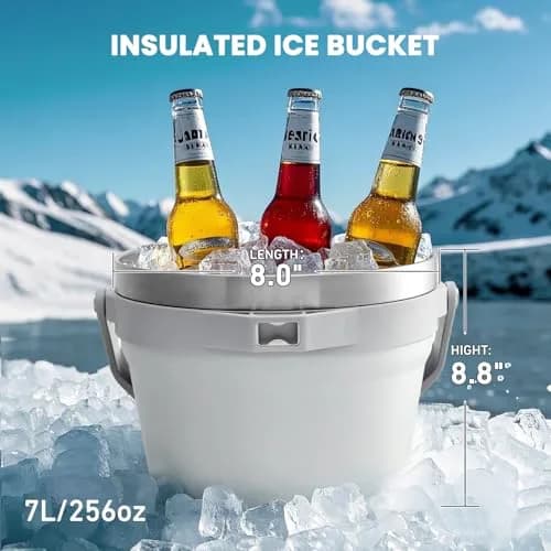 COKTIK 7L Vacuum Insulated Ice Bucket with Lid & Tongs | Large Capacity Stainless Steel Beverage Bucket for Parties thumbnail 2