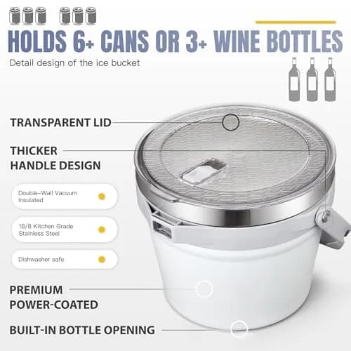COKTIK 7L Vacuum Insulated Ice Bucket with Lid & Tongs | Large Capacity Stainless Steel Beverage Bucket for Parties thumbnail 4
