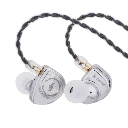 Linsoul SIMGOT EW200 In-Ear Earphones with 10mm SCP Diaphragm Dynamic Driver, Silver | 10mm Dynamic Driver, 16Ω Impedance, 126dB Sensitivity thumbnail 1
