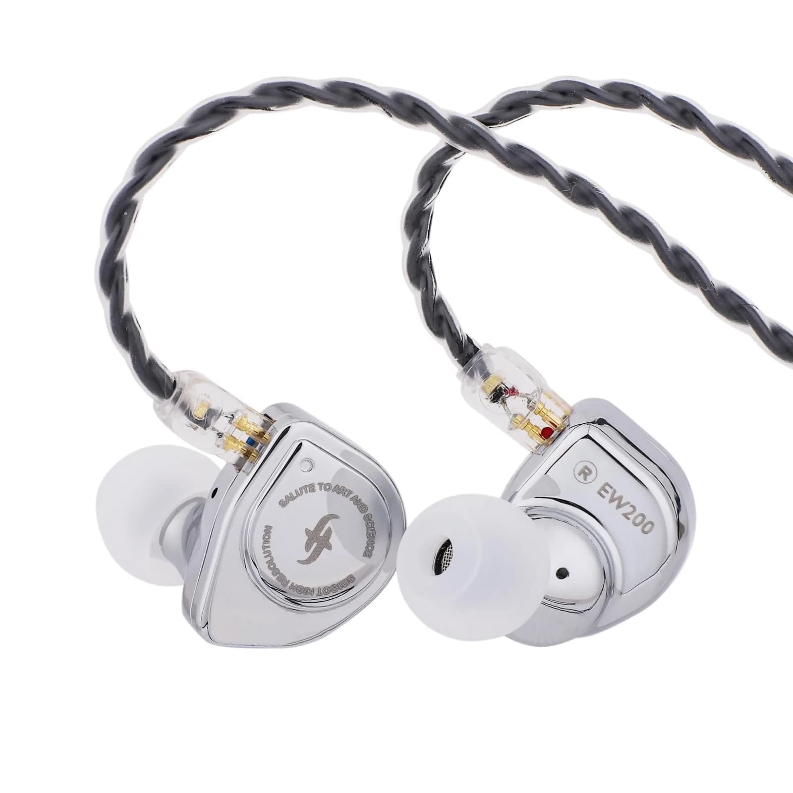 Linsoul SIMGOT EW200 In-Ear Earphones with 10mm SCP Diaphragm Dynamic Driver, Silver | 10mm Dynamic Driver, 16Ω Impedance, 126dB Sensitivity - main product image