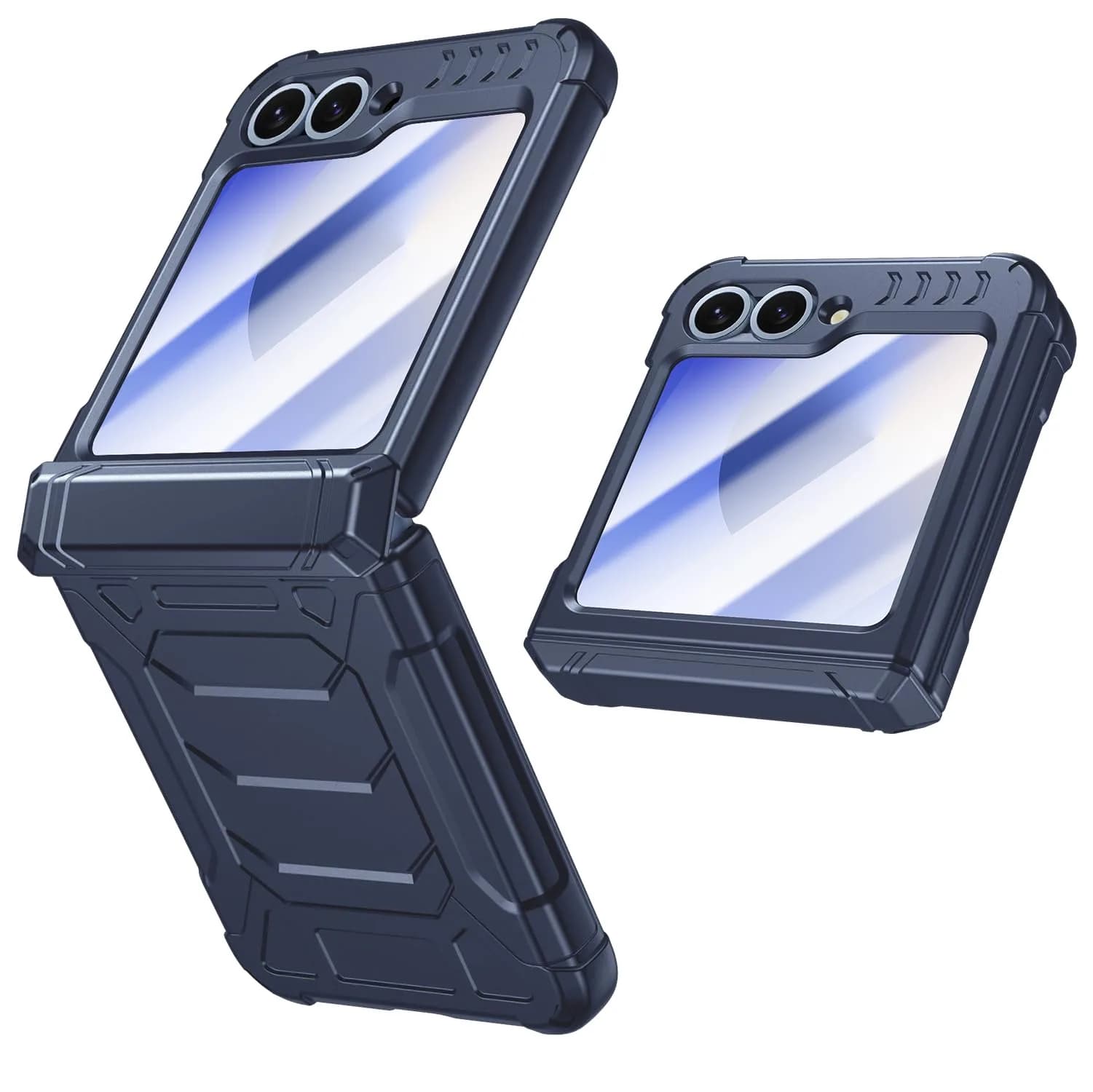 spoovcto Military-Grade Protection Case for Samsung Galaxy Z Flip 6 & Flip 7 FE with Hinge Protection & Screen Protector (Dark Blue) - main product image