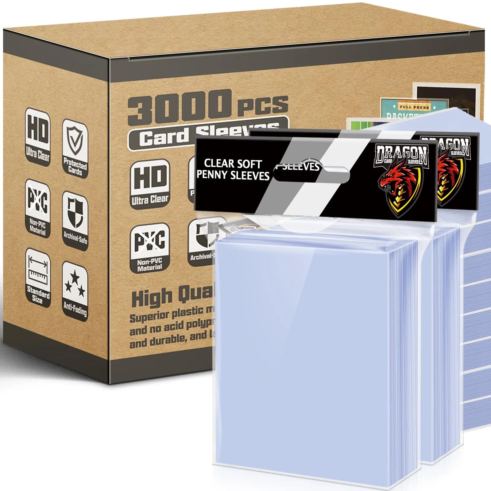 Kitoyz 3000 Count Card Sleeves & Top Loaders | Bulk Value for Large Collections