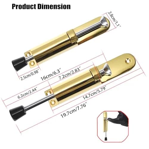 Sumnacon Kickdown Door Stop - Stainless Steel Heavy Duty Rubber Floor Stopper, Gold | Easy Step On/Off, Adjustable, Spring Loaded, Durable thumbnail 3