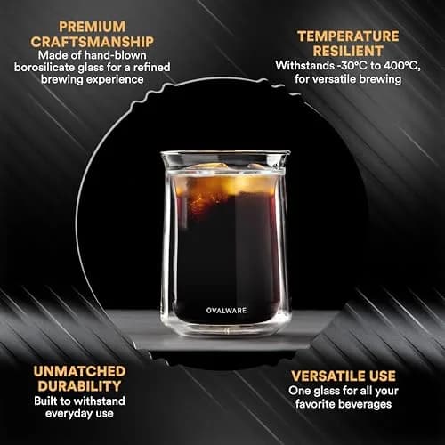 ovalware Double Wall Insulated Glass Cup Set of 4 | Borosilicate Coffee & Beverage Mug thumbnail 4