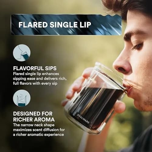 ovalware Double Wall Insulated Glass Cup Set of 4 | Borosilicate Coffee & Beverage Mug thumbnail 3
