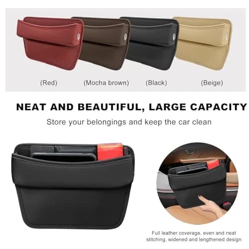 DXNQ Leather Car Seat Gap Filler Organizer 11.42×7.87 inches | Keeps Car Tidy & Stylish thumbnail 6