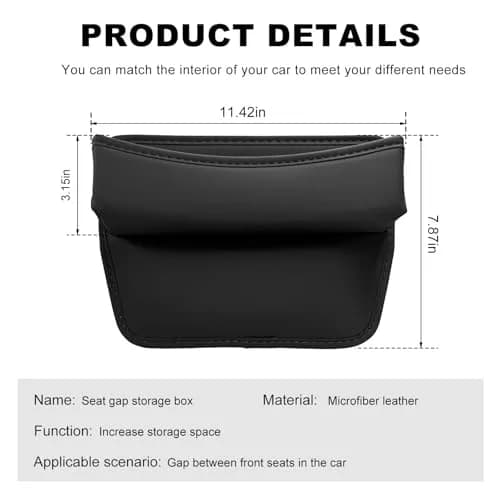 DXNQ Leather Car Seat Gap Filler Organizer 11.42×7.87 inches | Keeps Car Tidy & Stylish thumbnail 2