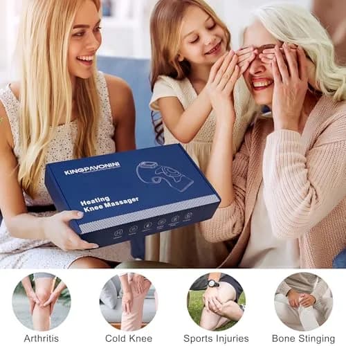 KingPavonini Knee Massager for Pain Relief, Heating Pad for Knee, Blue 1.0 | 5 Heat & Vibration Modes, Cordless, Gift-Ready thumbnail 8