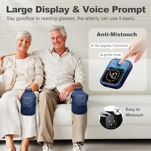 KingPavonini Knee Massager with Heat and Vibration, 4 Motors, 2X Massage Area, 4000mAh Battery, Blue thumbnail 5