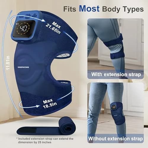 KingPavonini Knee Massager with Heat and Vibration, 4 Motors, 2X Massage Area, 4000mAh Battery, Blue thumbnail 7