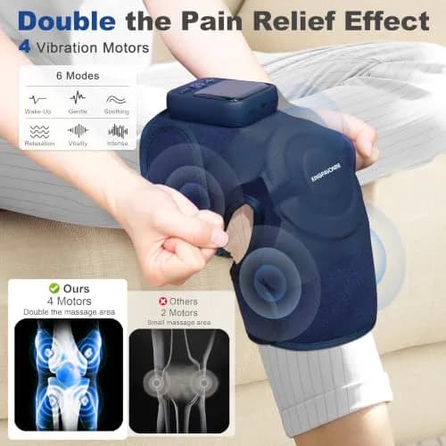 KingPavonini Knee Massager with Heat and Vibration, 4 Motors, 2X Massage Area, 4000mAh Battery, Blue thumbnail 2