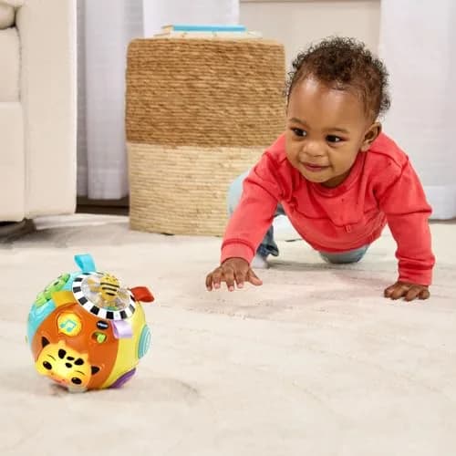 VTech Baby On-the-Moove Activity Ball with Textures, Orange 12.7cm (5") | Motion-Activated Crawl Encouragement thumbnail 9