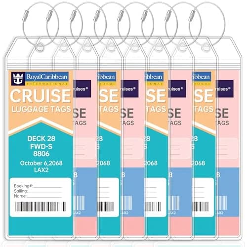 Teskyer Clear Cruise Luggage Tag Holder 8 Pack | Waterproof PVC with Steel Loop thumbnail 1