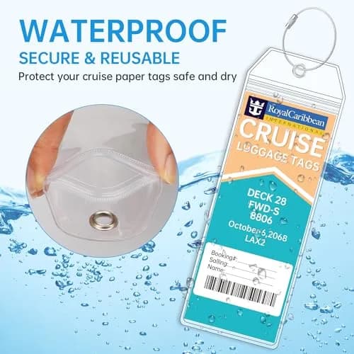 Teskyer Clear Cruise Luggage Tag Holder 8 Pack | Waterproof PVC with Steel Loop thumbnail 3