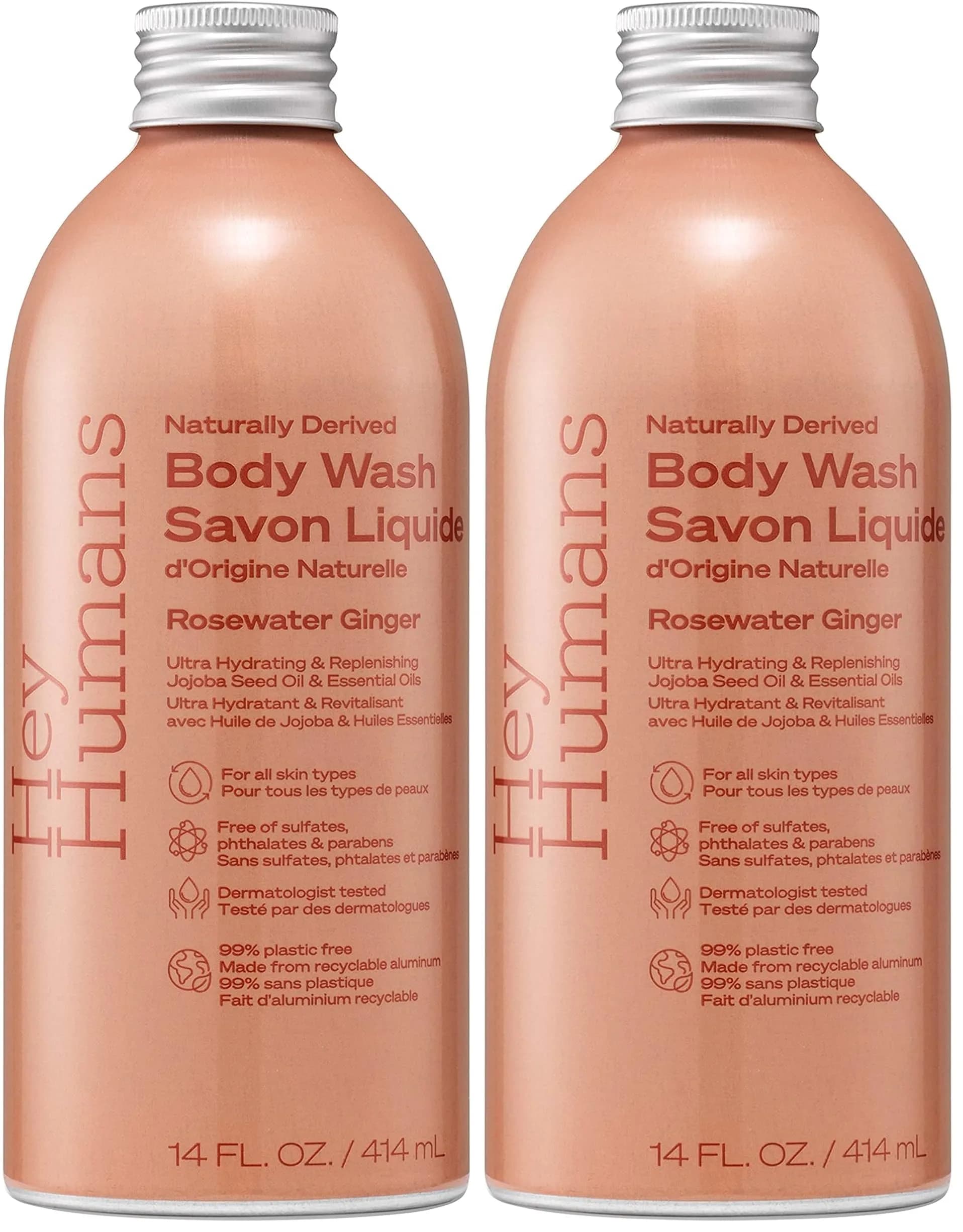 HEY HUMANS Rosewater Ginger Body Wash 13 oz | Vegan, Cruelty-Free, Hydrating - main product image