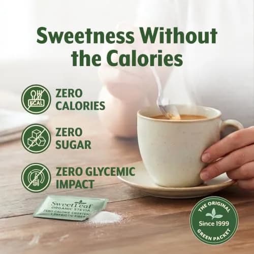 SweetLeaf Organic Stevia Powder Sweetener, Sugar Free | Bulk Pack, 500 Packets, Zero Calories thumbnail 4