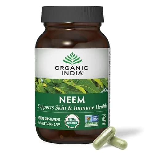 ORGANIC INDIA Neem Leaf Capsules | Herbal Supplement for Immunity & Detox, 180 Capsules thumbnail 1