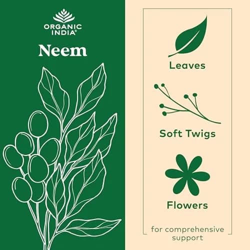 ORGANIC INDIA Neem Leaf Capsules | Herbal Supplement for Immunity & Detox, 180 Capsules thumbnail 3