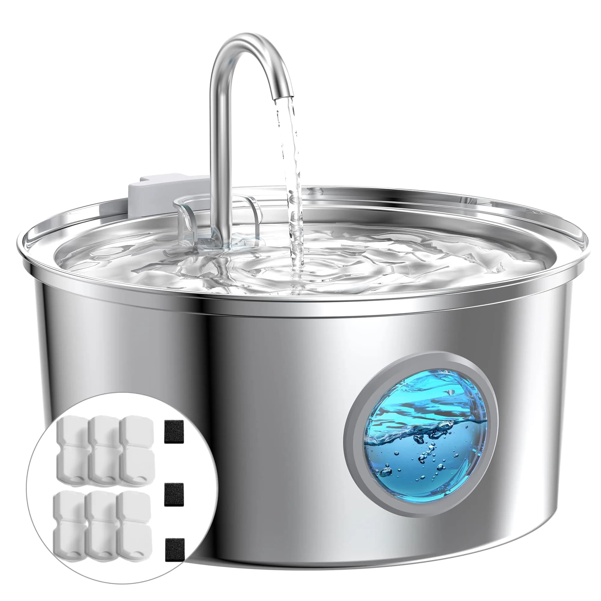 GIOTOHUN Cat Fountain Stainless Steel 3.2L | Quiet, Durable & Easy to Clean