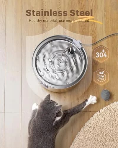 GIOTOHUN Cat Fountain Stainless Steel 3.2L | Quiet, Durable & Easy to Clean thumbnail 4