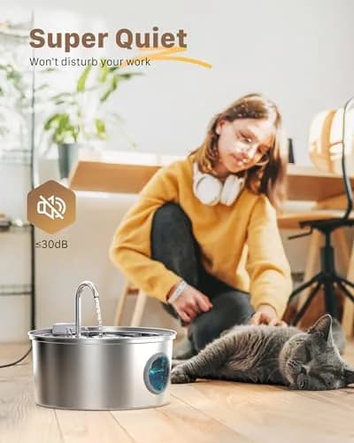 GIOTOHUN Cat Fountain Stainless Steel 3.2L | Quiet, Durable & Easy to Clean thumbnail 5