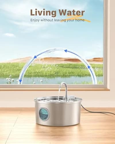 GIOTOHUN Cat Fountain Stainless Steel 3.2L | Quiet, Durable & Easy to Clean thumbnail 3