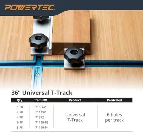 POWERTEC 71372V 36 Inch Double-Cut Profile Universal T-Track with Predrilled Holes | Durable Aluminum for Woodworking thumbnail 4