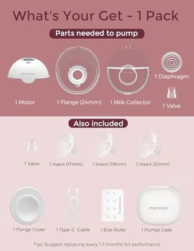 Momcozy M5 Smart APP Controlled Wearable Breast Pump, Hands-Free Wireless Electric Pump, 3 Modes 9 Levels, 24mm Flange, Quill Gray thumbnail 7