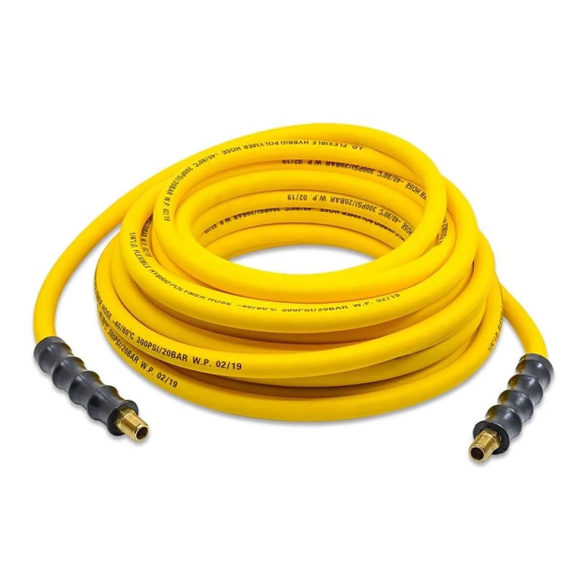 AVAGARD Hybrid Air Hose 1/4' x 100' | Ultra-Light, Kink-Resistant, 300 PSI, Brass Fittings — 1/4" x 25'