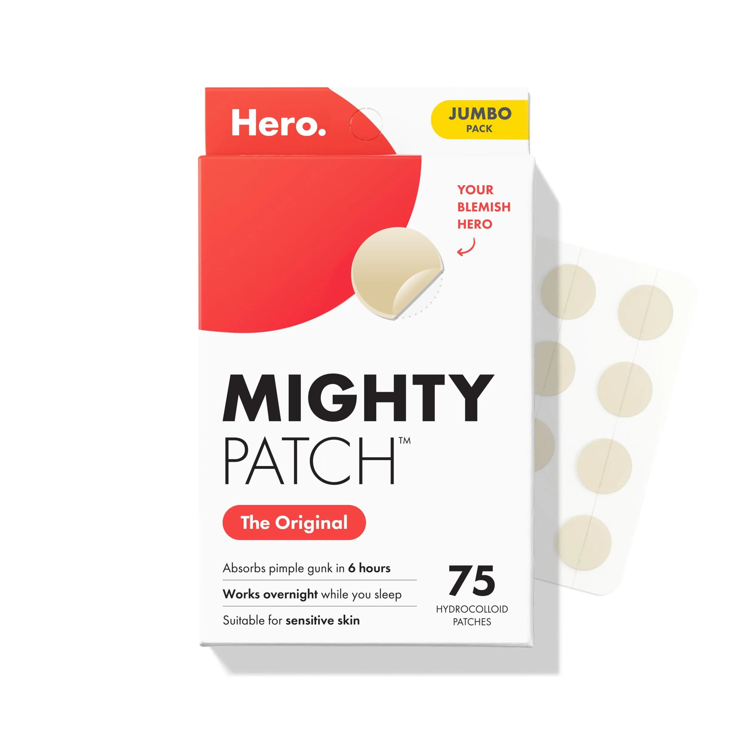 Mighty Patch Original Pimple Patches, 75 Ct | Clinically Tested & Drug-Free Overnight Acne Treatment - main product image