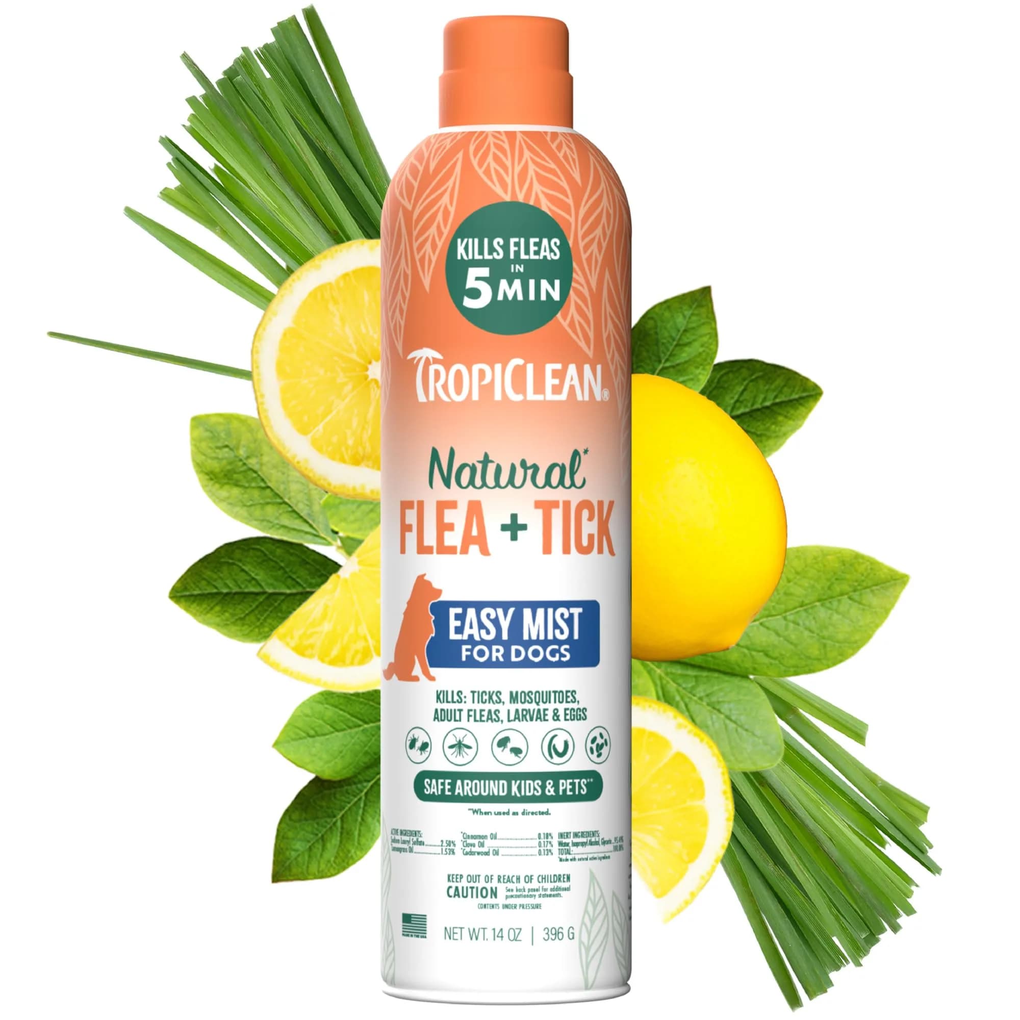 TropiClean Maximum Strength Flea Spray for Dogs & Home 16oz | Natural Flea & Tick Control — Easy Mist / 14 oz