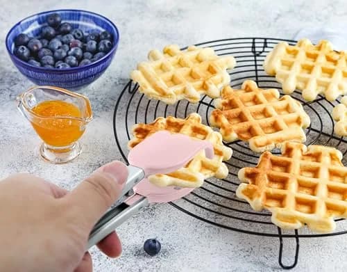 StarBlue Mini Waffle Tongs Pink – 8 Inch Silicone & Nylon Serving Tongs | Heat-Resistant Up to 400°F thumbnail 3