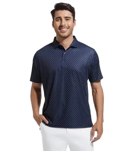 Alex Vando Mens Golf Shirt Moisture Wicking Classic Print, Navy Sail, XXL | Breathable, Flex & Style thumbnail 2