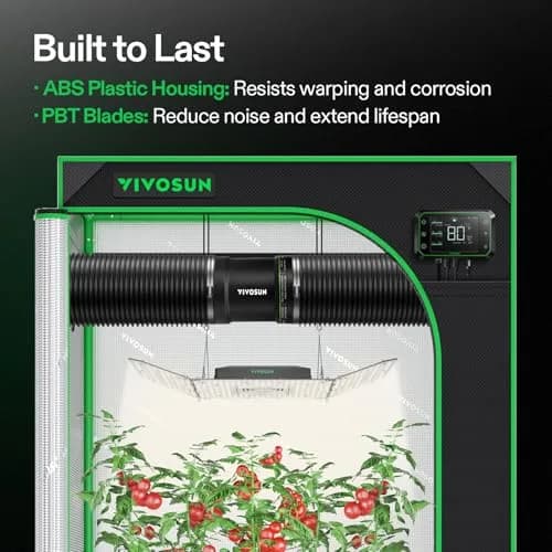 VIVOSUN P6 6" Inline Duct Fan with Speed Control 345 CFM Exhaust Fan | 15.24cm (6") Black thumbnail 6