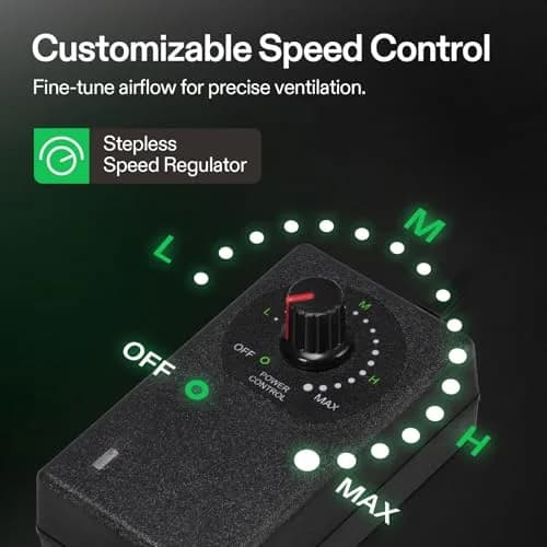 VIVOSUN P6 6" Inline Duct Fan with Speed Control 345 CFM Exhaust Fan | 15.24cm (6") Black thumbnail 3