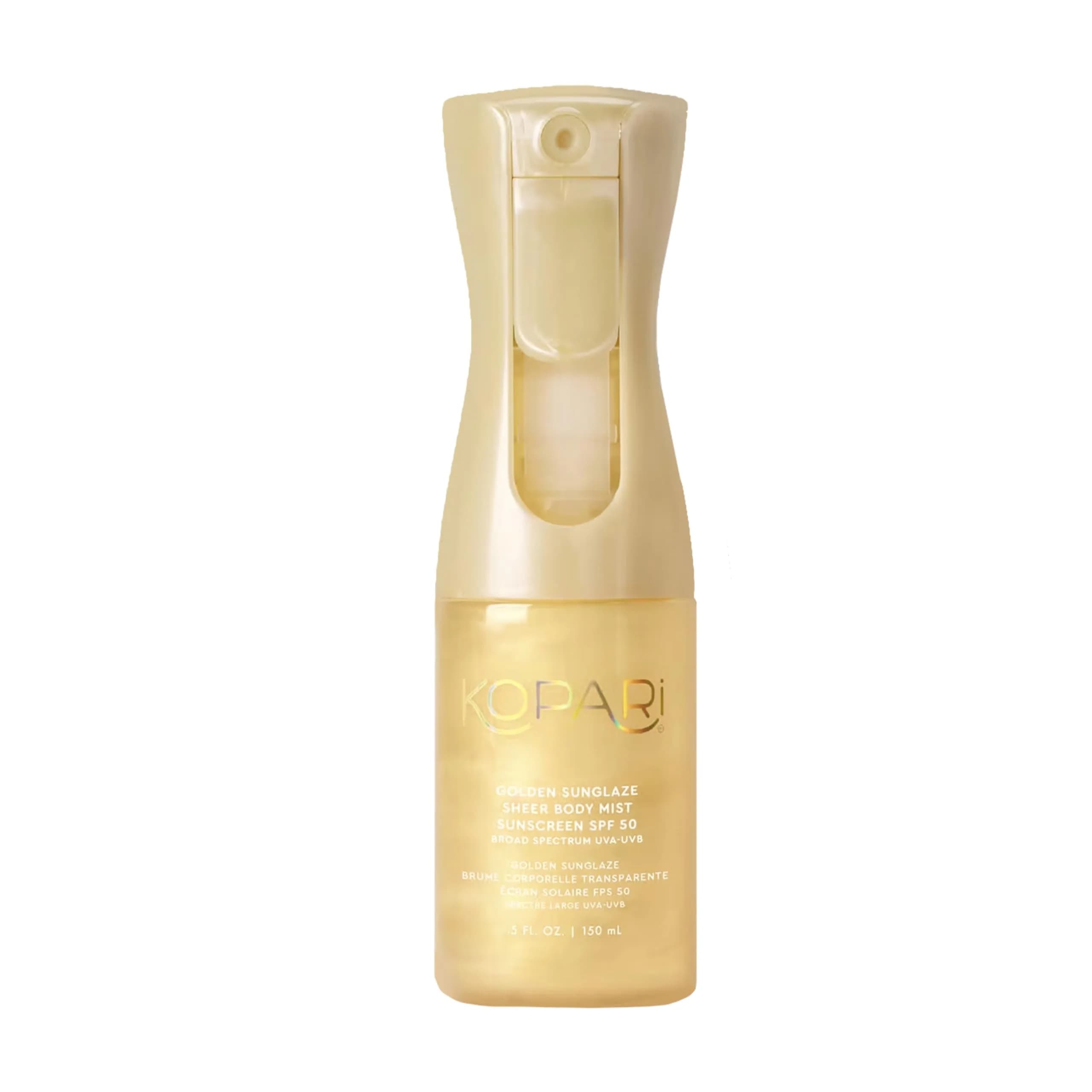 Kopari Rose Gold Sunglaze Sheer Body Mist Sunscreen SPF 42, 156 g (5.5 oz) | Broad Spectrum UVA/UVB Protection — Gold