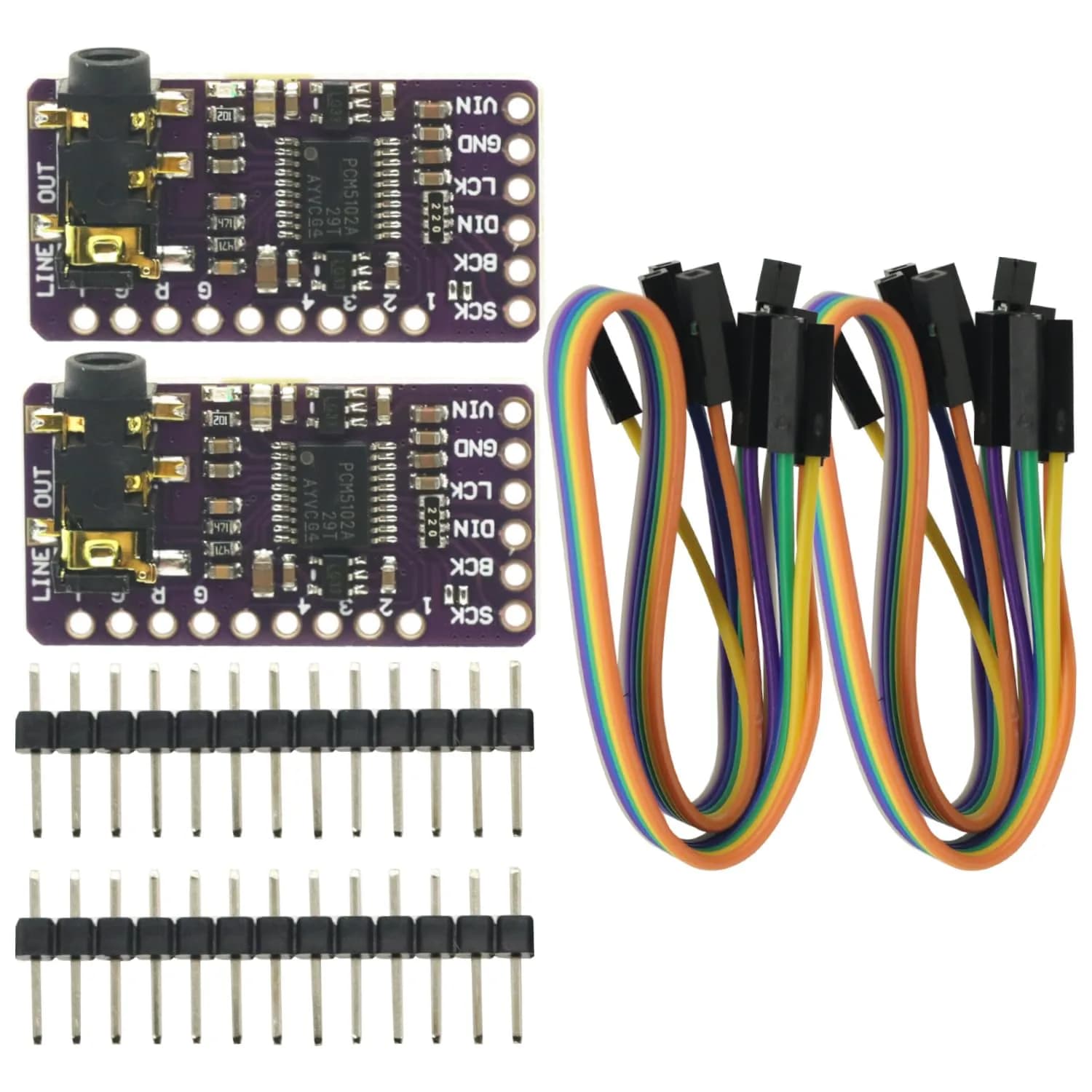 GODIYMODULES 2Pcs PCM5102A I2S DAC Decoder Board for Raspberry Pi & Arduino | High-Quality Digital to Analog Converter - main product image