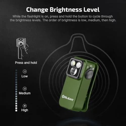 OLIGHT Oclip Pro Rechargeable EDC Clip-on Flashlight, OD Green | 500 Lumens Floodlight & 120m Spotlight thumbnail 8