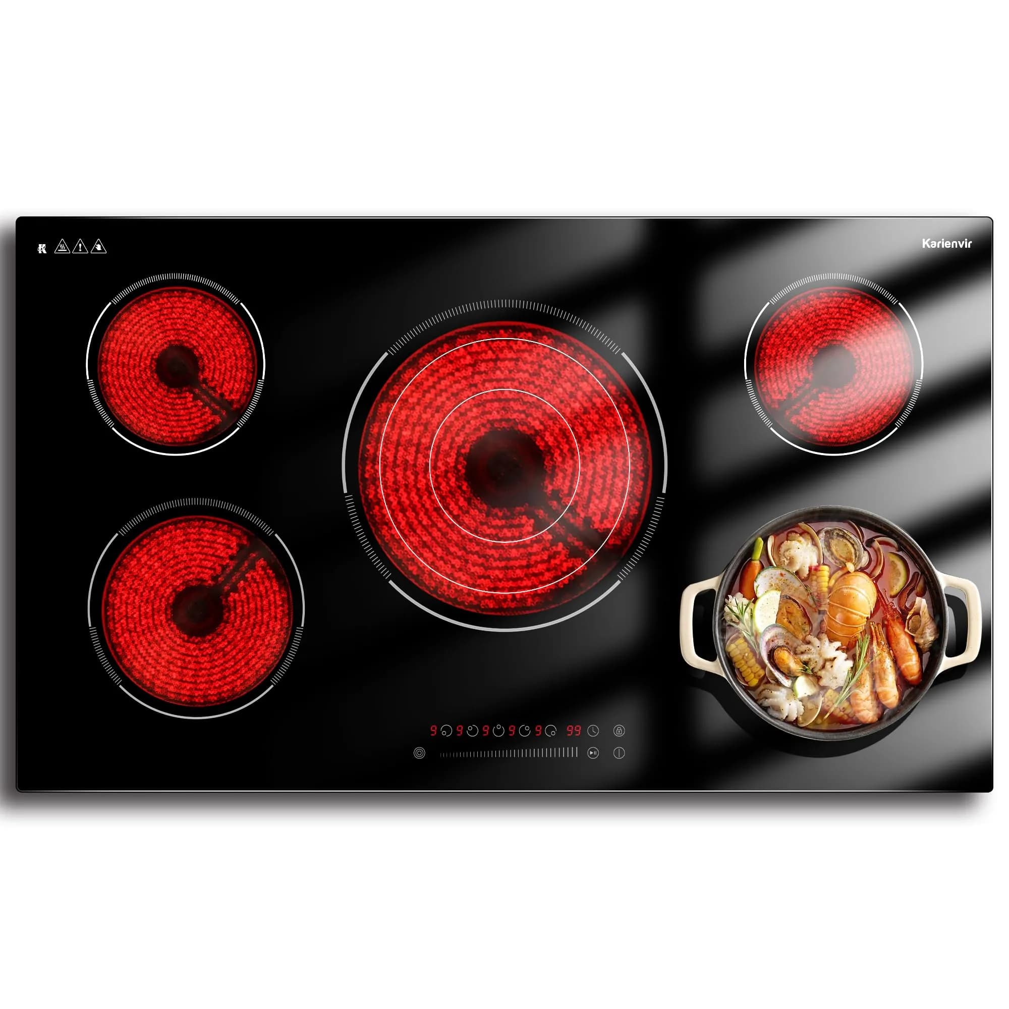 Karienvir 36 Inch 5 Burner Electric Cooktop 9200W (35.43" x 20.47") | 220V-240V Compatible for Indian Kitchens - main product image